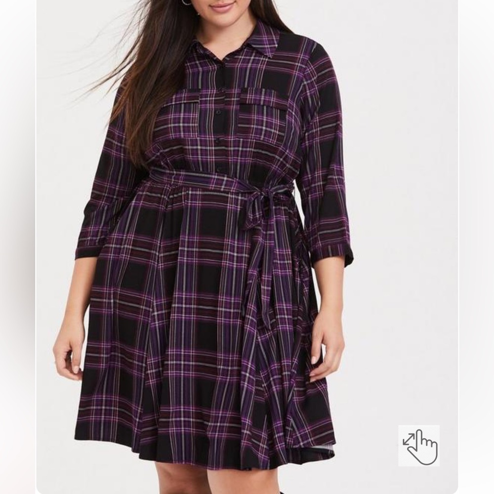 Torrid Plaid Challis Shirt Dress